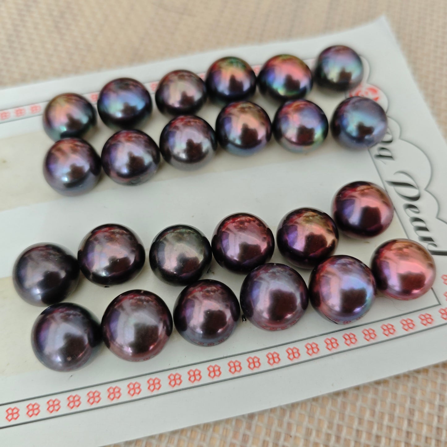 wow lots 12 pairs half drilled 12.5-13mm button half round black pearl for earring or pendant