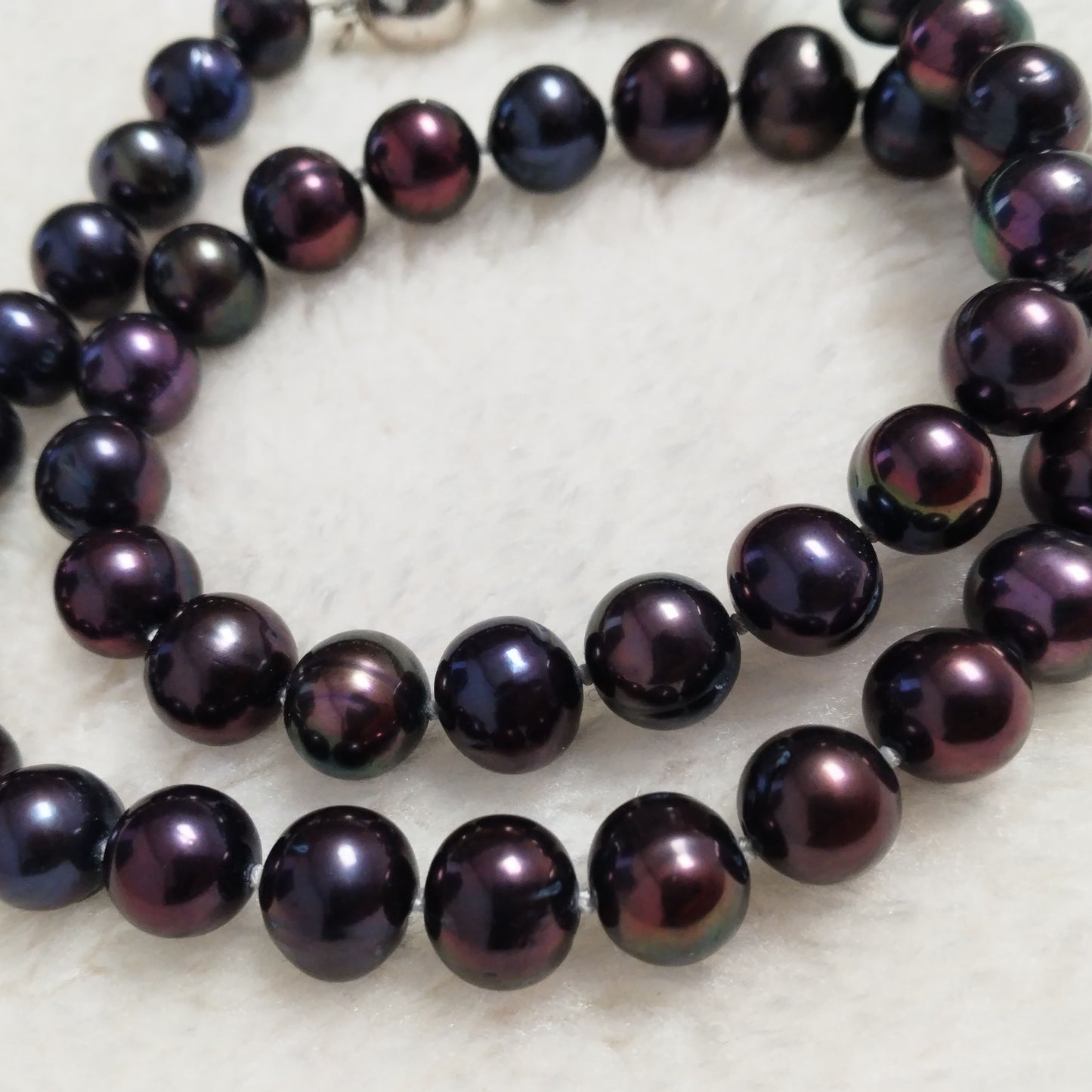 9-10mm black cultured pearl necklace for women ball clasp 17"