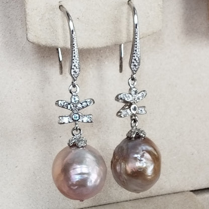 wholesale 15 pairs different style 12-13mm Baroque kasumi pearl dangle earrings