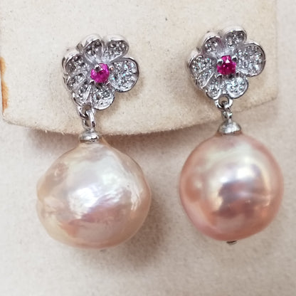 wholesale 15 pairs different style 12-13mm Baroque kasumi pearl dangle earrings