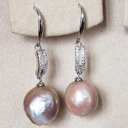 wholesale 15 pairs different style 12-13mm Baroque kasumi pearl dangle earrings