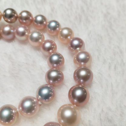 Amazing natural color FW pearl necklace round 10mm 14k gold clasp