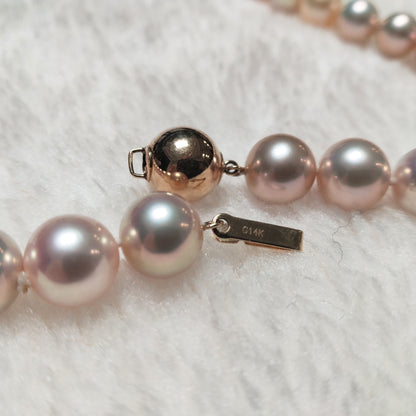 Amazing natural color FW pearl necklace round 10mm 14k gold clasp