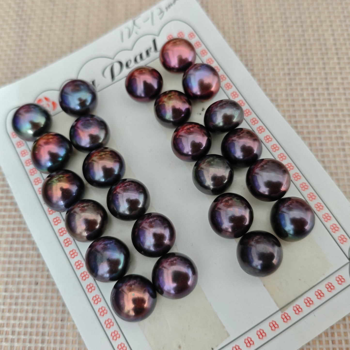 wow lots 12 pairs half drilled 12.5-13mm button half round black pearl for earring or pendant
