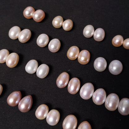 AAA 69 Pairs drop freshwater pearl half drilled for earring pendant