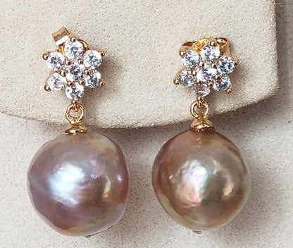 wholesale 15 pairs different style 12-13mm Baroque kasumi pearl dangle earrings