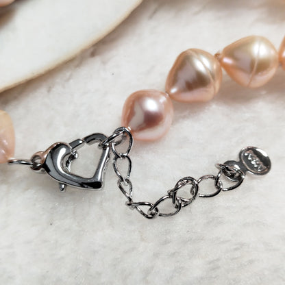 9-10*9-12mm drop rice pink cultured pearl choker necklace free shipping 16" with extra chain