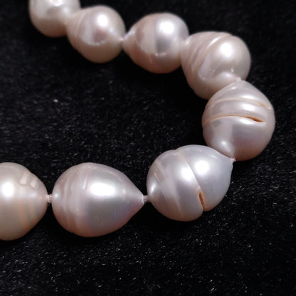 Big drop white freshwater pearl necklace 17" with extra chain 11-13*13-15mm size