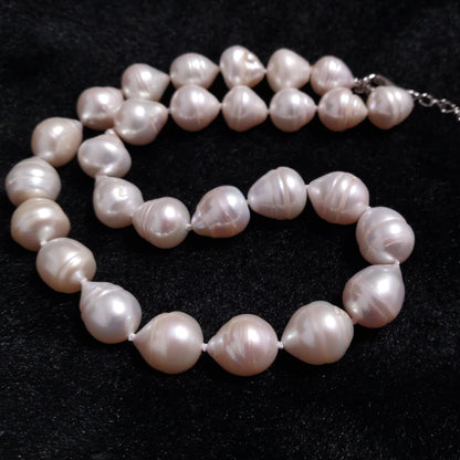 Big drop white freshwater pearl necklace 17" with extra chain 11-13*13-15mm size