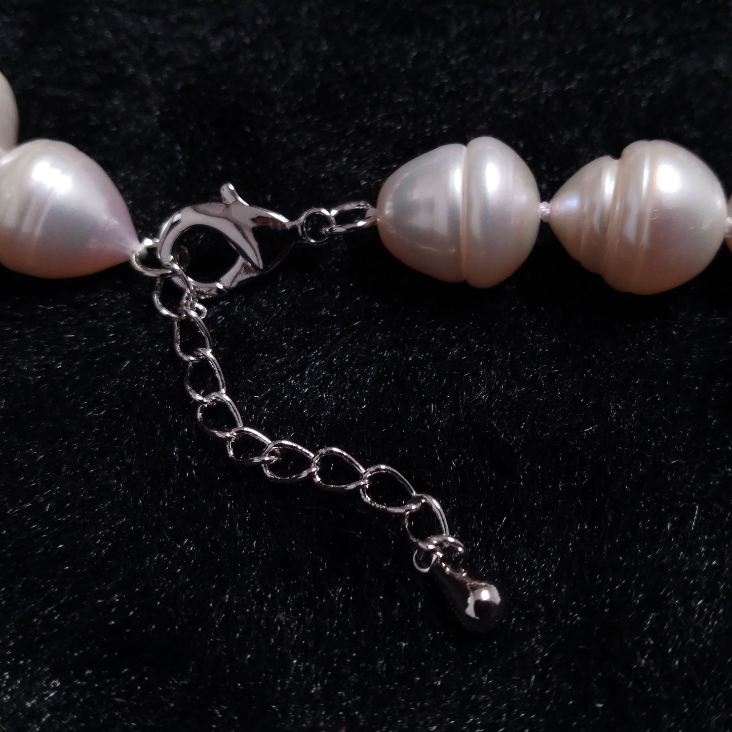 Big drop white freshwater pearl necklace 17" with extra chain 11-13*13-15mm size