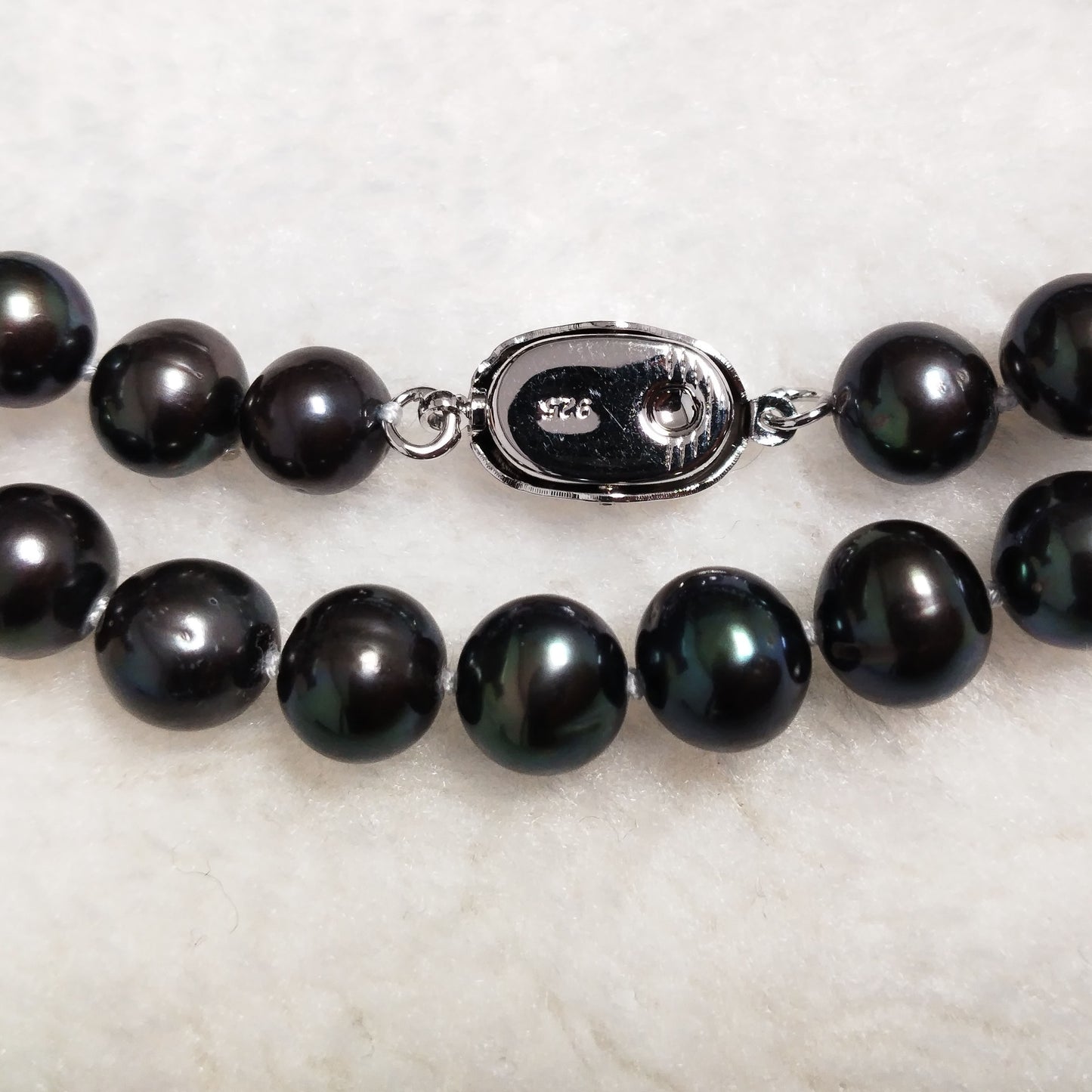 Genuine cultured pearl black necklace 17" 7-8mm round free shipping