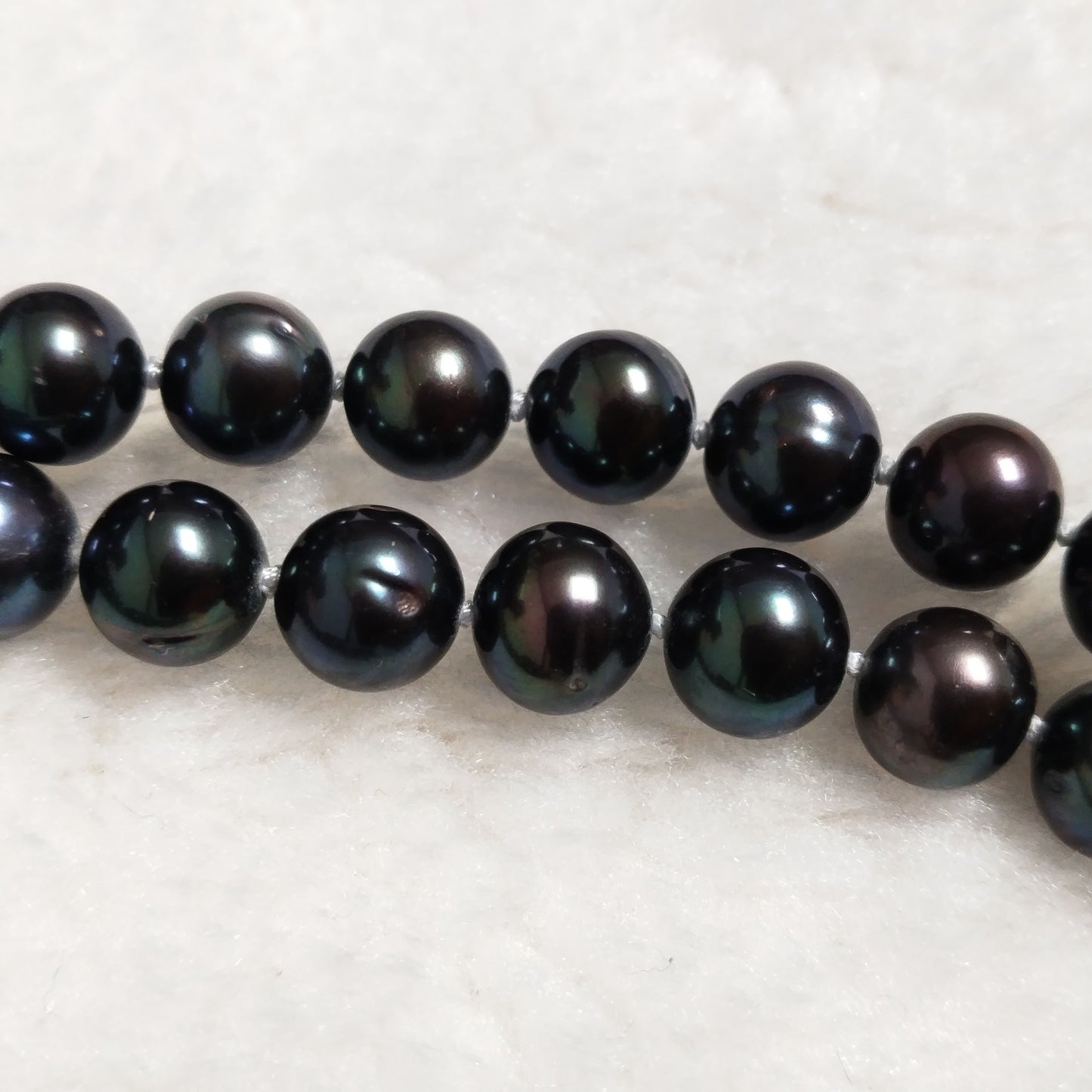 Genuine cultured pearl black necklace 17" 7-8mm round free shipping