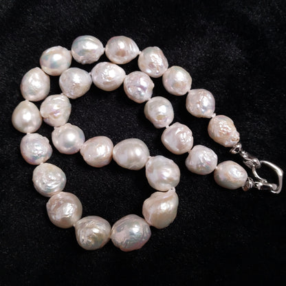Big 13-15mm kasumi fresh water round pearl choker necklace 18"