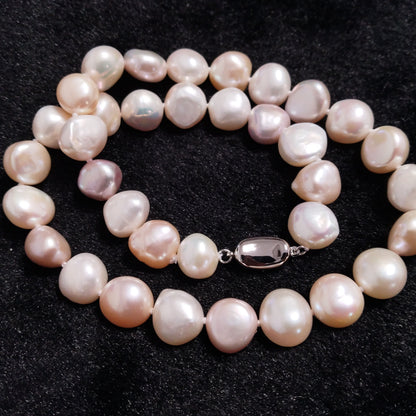 Good luster 17" Baroque nugget Mixed fresh water pearl necklace for mom 11-13mm