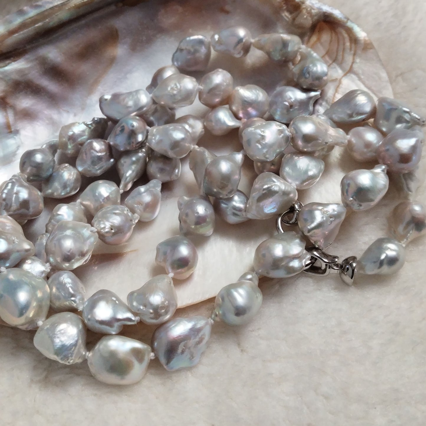 96CM Long style natural Baroque reborn pearl necklace 11-13mm for female model