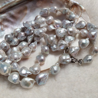 96CM Long style natural Baroque reborn pearl necklace 11-13mm for female model