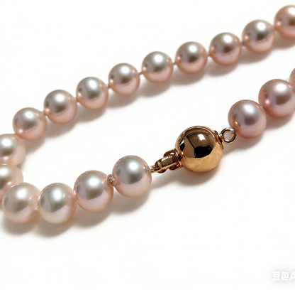 AAA Perfect round 7-8mm special seldom color FW pearl 17" necklace for women gold plated ball clasp