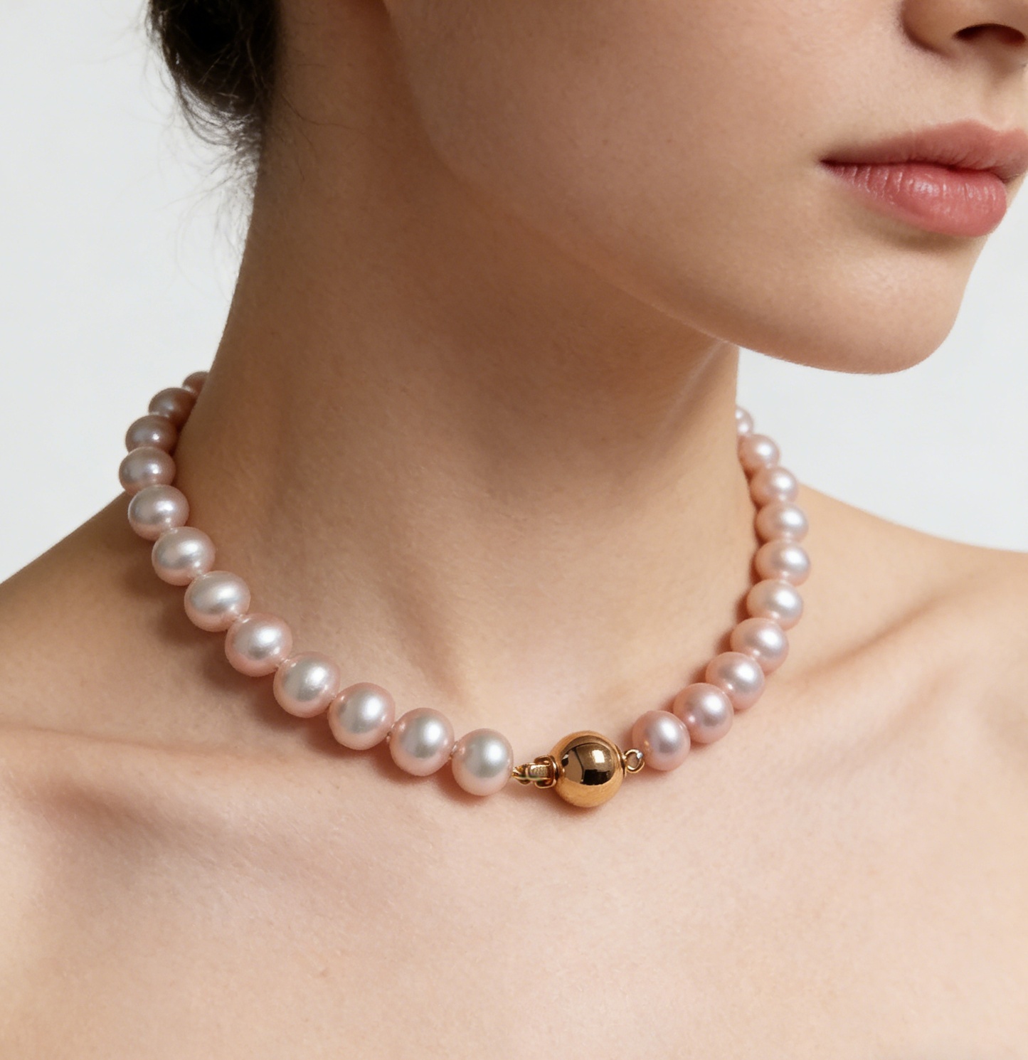 AAA Perfect round 7-8mm special seldom color FW pearl 17" necklace for women gold plated ball clasp