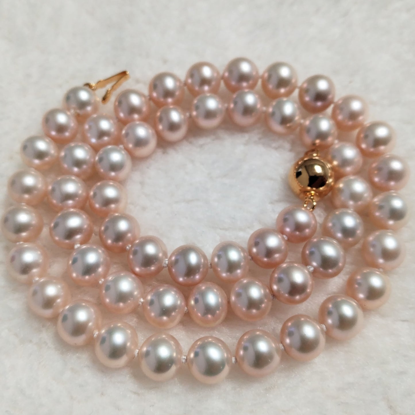 AAA Perfect round 7-8mm special seldom color FW pearl 17" necklace for women gold plated ball clasp