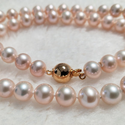 AAA Perfect round 7-8mm special seldom color FW pearl 17" necklace for women gold plated ball clasp