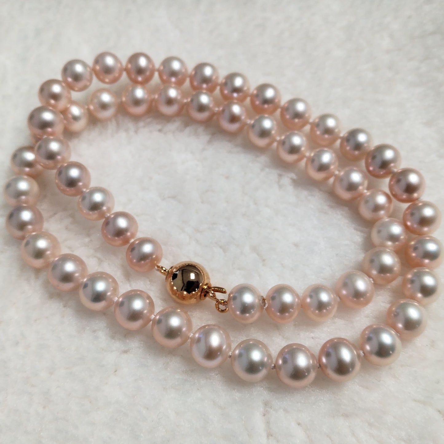 AAA Perfect round 7-8mm special seldom color FW pearl 17" necklace for women gold plated ball clasp