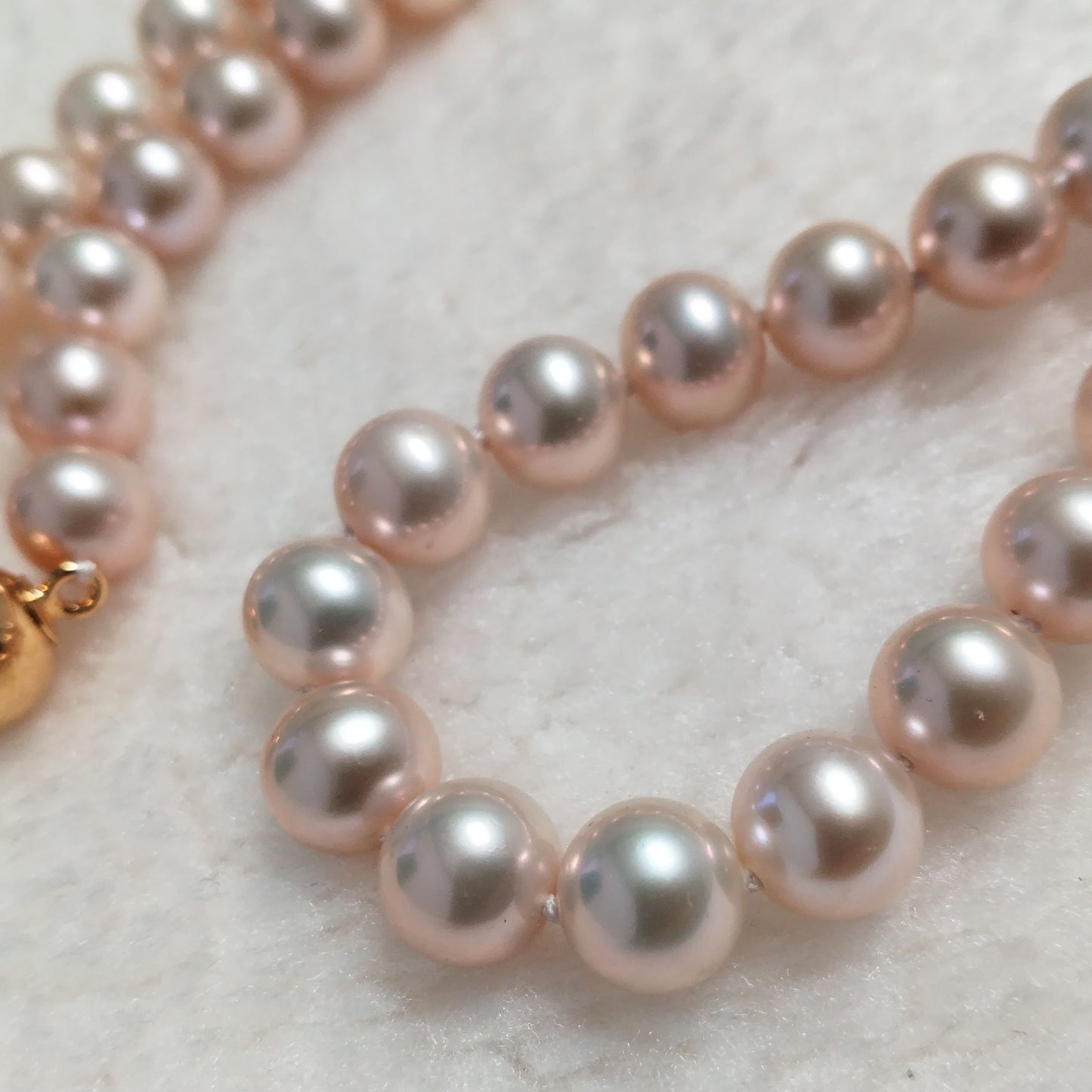 AAA Perfect round 7-8mm special seldom color FW pearl 17" necklace for women gold plated ball clasp