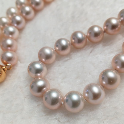 AAA Perfect round 7-8mm special seldom color FW pearl 17" necklace for women gold plated ball clasp