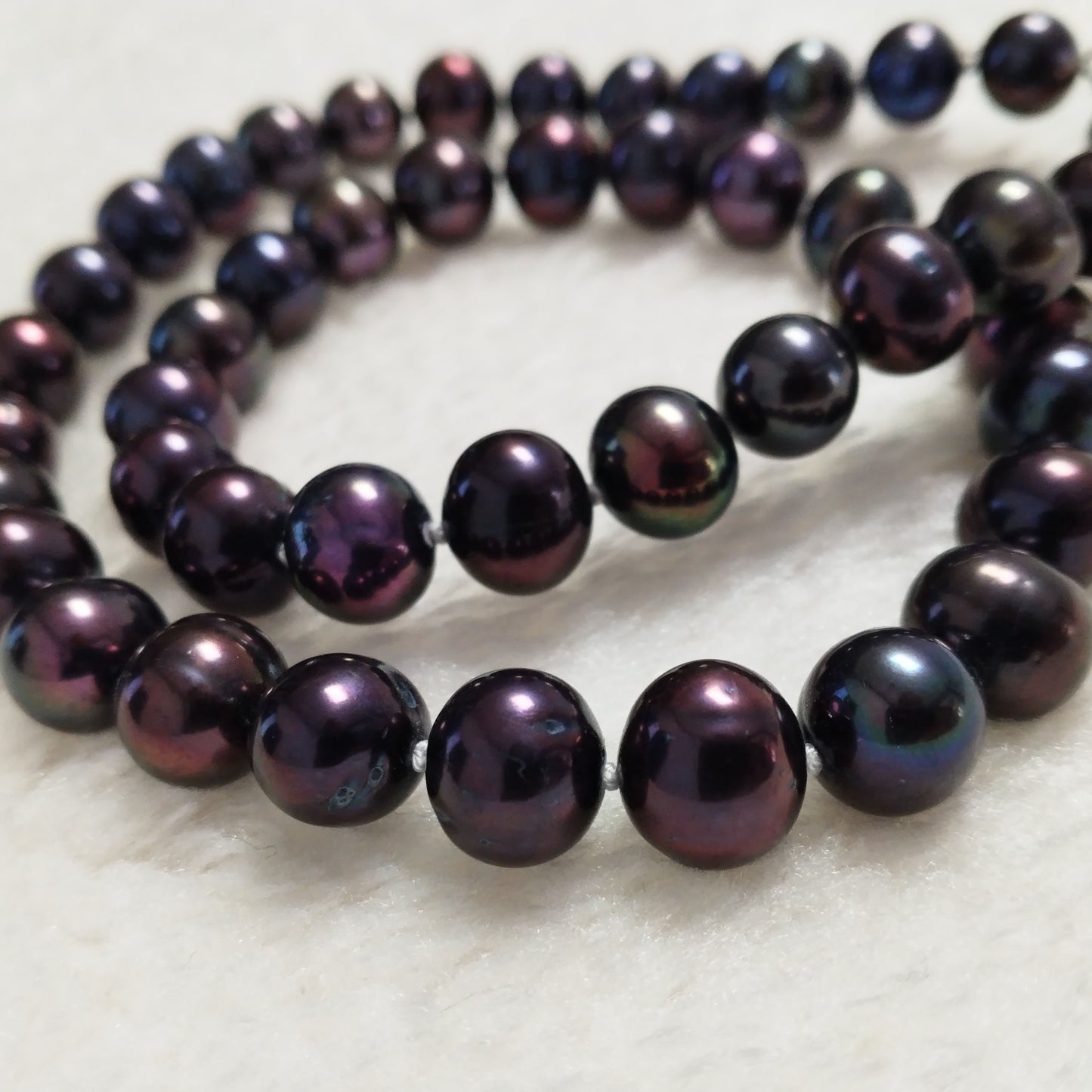 9-10mm black cultured pearl necklace for women ball clasp 17"