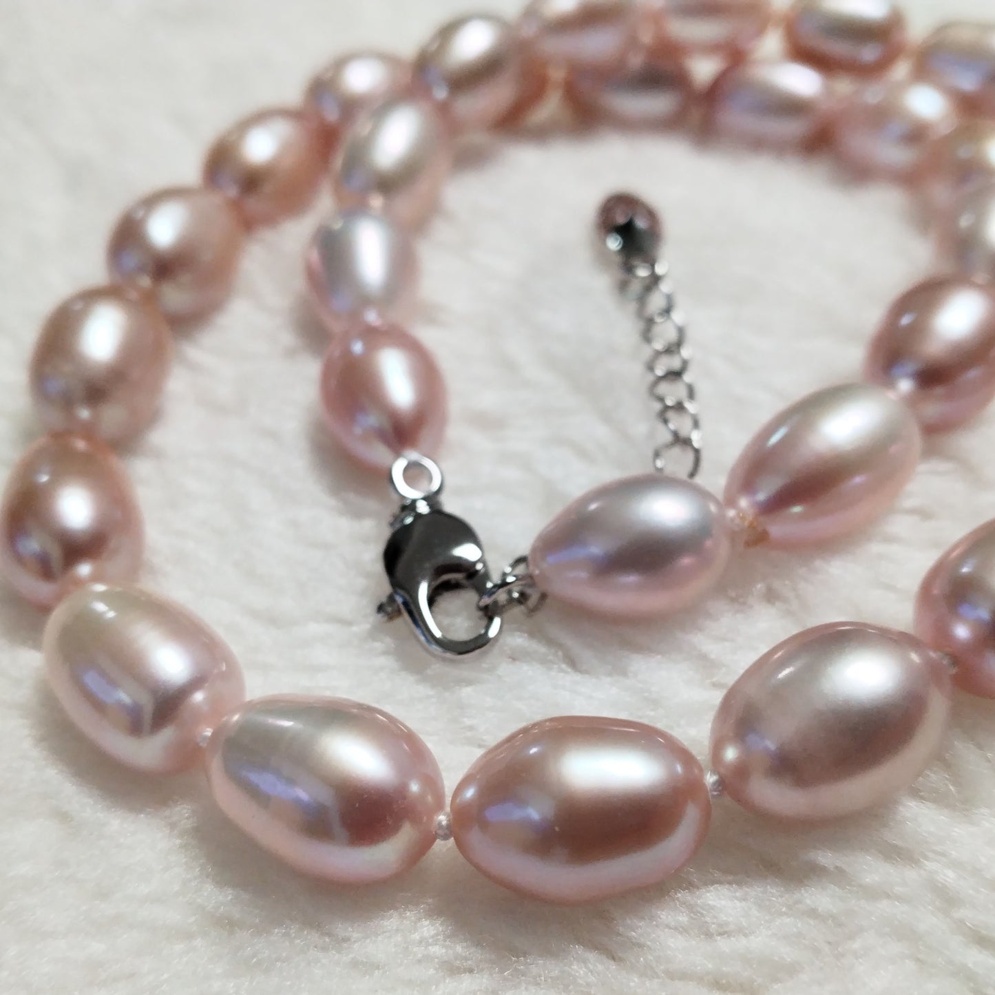 fine rice 8-9mm natural special color cultured pearl necklace