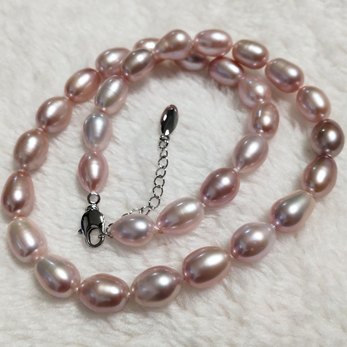 fine rice 8-9mm natural special color cultured pearl necklace