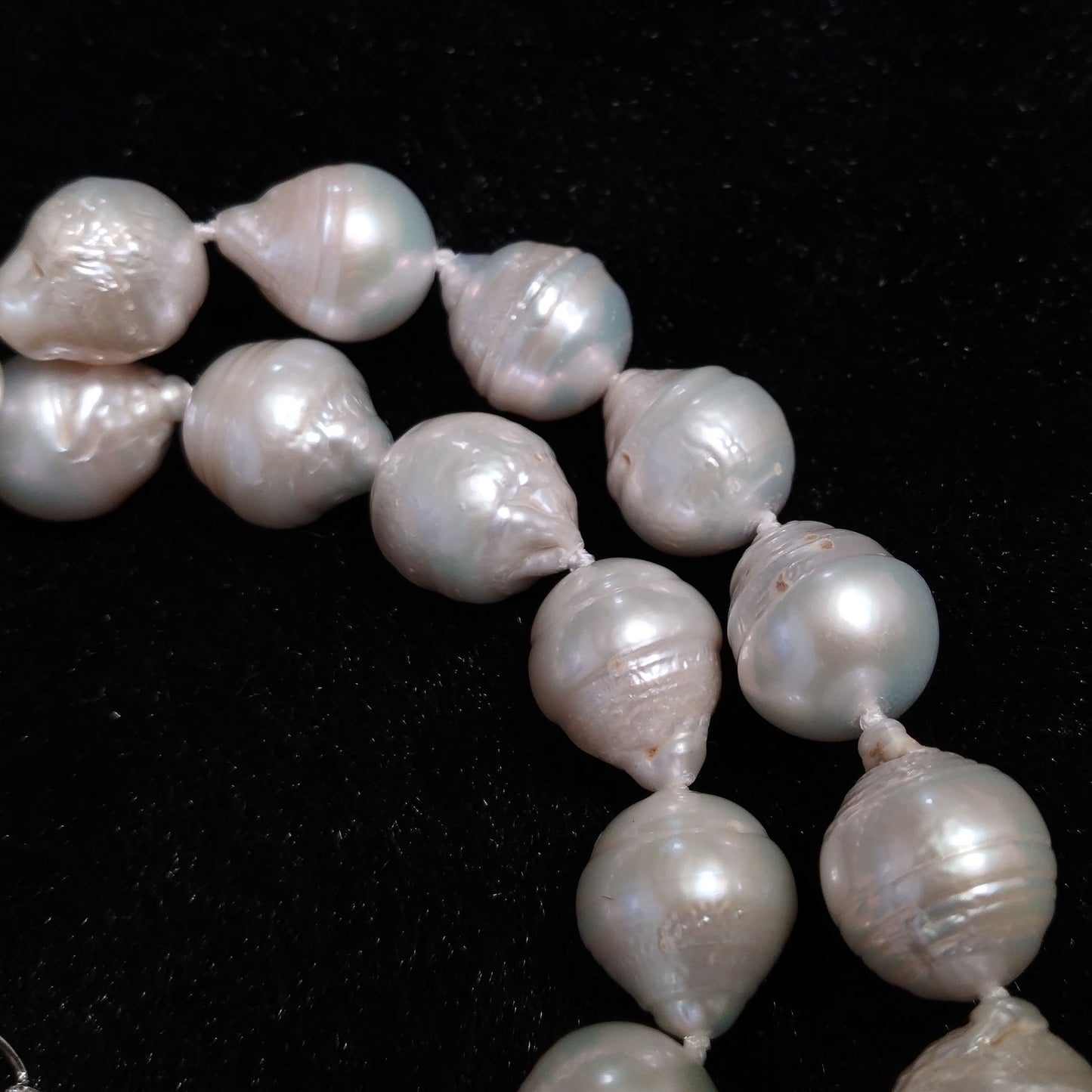 Baroque rice 10-11*11-13mm white natural pearl necklace