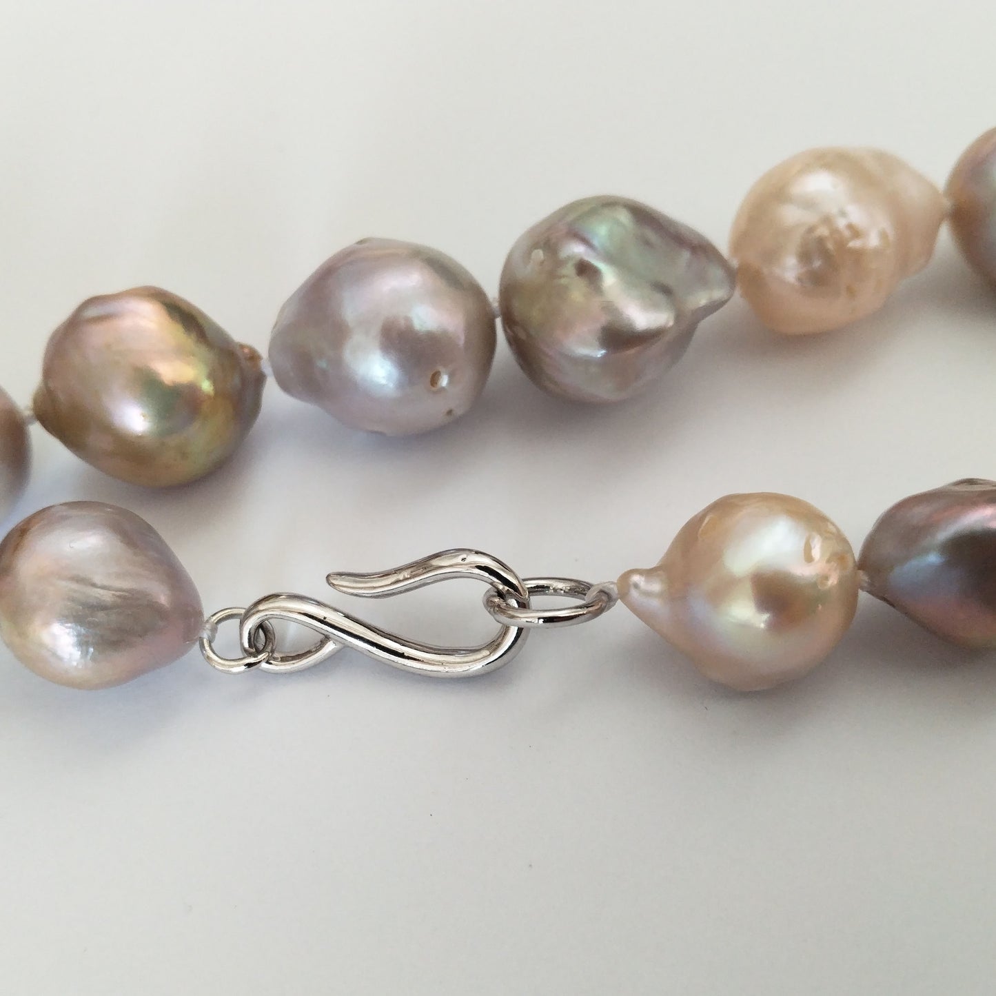 Gorgeous 12-16mm Natural Nucleated Baroque Pearl Necklace choker 17"