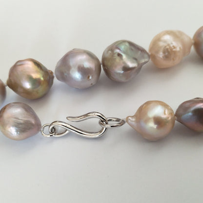 Gorgeous 12-16mm Natural Nucleated Baroque Pearl Necklace choker 17"