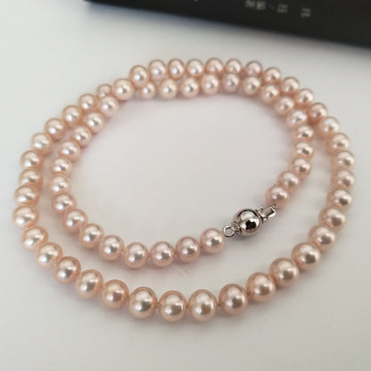 Fine 6mm small freshwater pearl necklace light pink and light purple special color option
