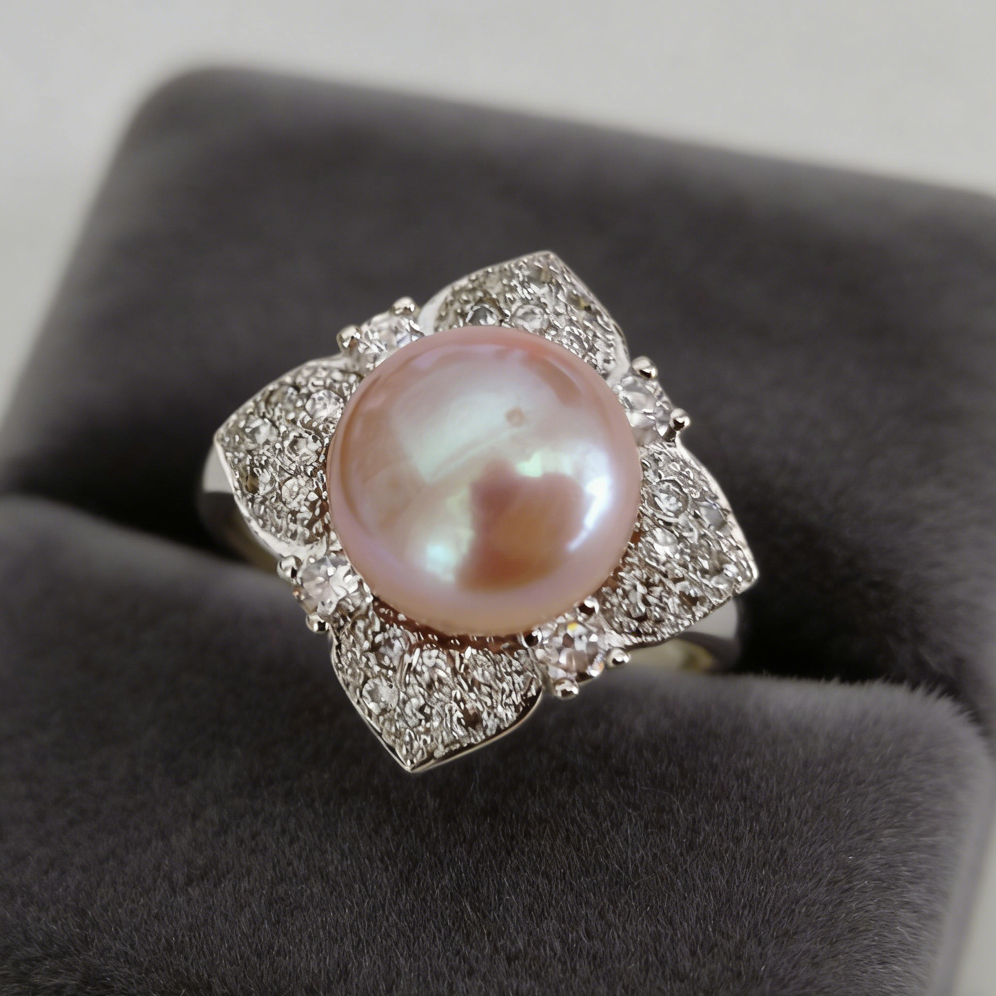 Fashion style 9-11mm purple freshwater pearl set pendant earring and ring zircon :J63312