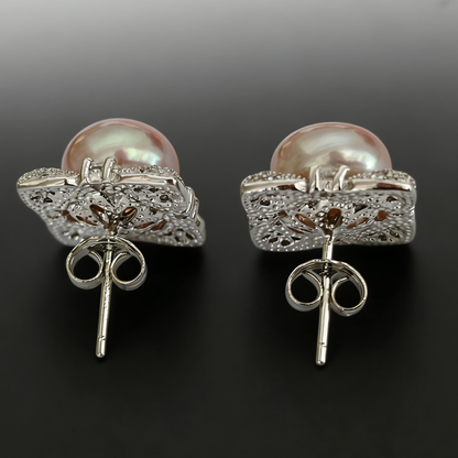 Fashion style 9-11mm purple freshwater pearl set pendant earring and ring zircon :J63312