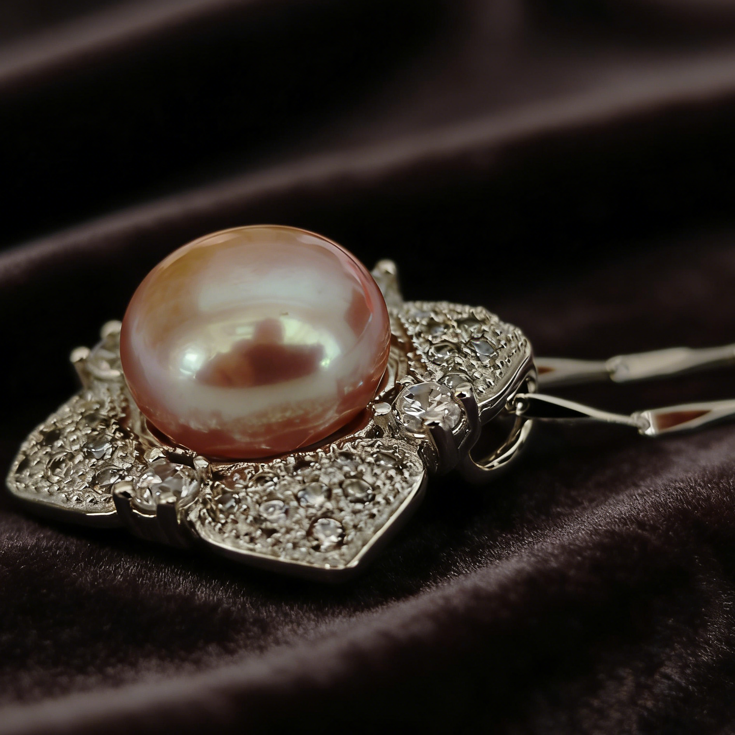 Fashion style 9-11mm purple freshwater pearl set pendant earring and ring zircon :J63312
